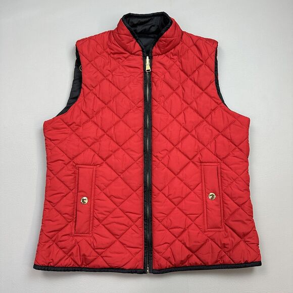 Vintage Lauren Ralph Lauren Vest Womens Medium Reversible Diamond Quilt Crest - Picture 11 of 14